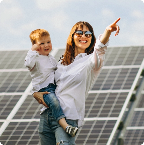Close up view of solar panels